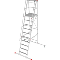 Индустриальная передвижная складная лестница-стремянка с платформой NV 5546 Новая Высота 1х10