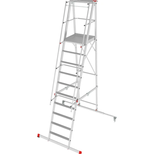 Индустриальная передвижная складная лестница-стремянка с платформой NV 5546 Новая Высота 1х10