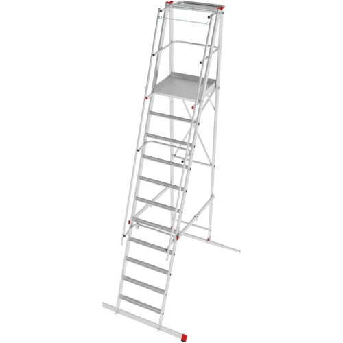 Индустриальная передвижная складная лестница-стремянка с платформой NV 5547 Новая Высота 1х11