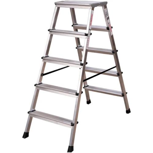 Стремянка алюминиевая двухсторонняя Новая Высота NV 2120, 2х5 ступеней 80 мм, площадка 350х260 мм