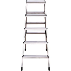 Стремянка алюминиевая двухсторонняя Новая Высота NV 2120, 2х5 ступеней 80 мм, площадка 350х260 мм