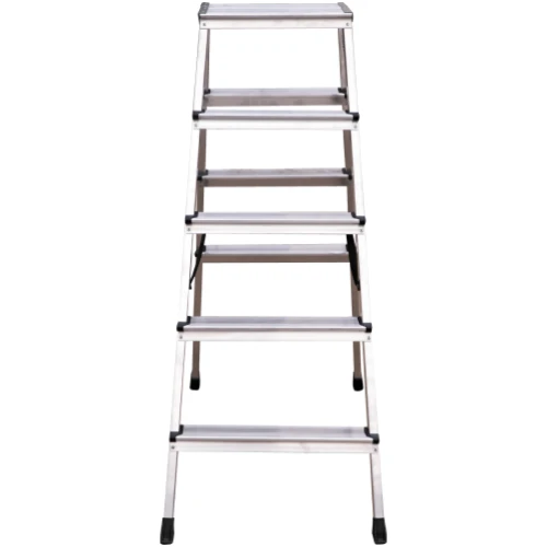 Стремянка алюминиевая двухсторонняя Новая Высота NV 2120, 2х5 ступеней 80 мм, площадка 350х260 мм