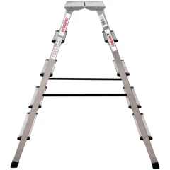 Стремянка алюминиевая двухсторонняя Новая Высота NV 2120, 2х5 ступеней 80 мм, площадка 350х260 мм