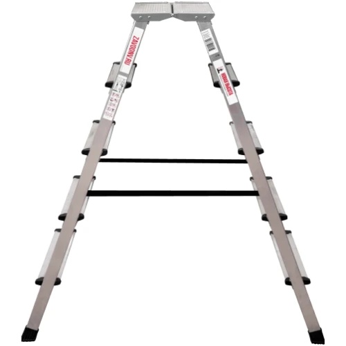 Стремянка алюминиевая двухсторонняя Новая Высота NV 2120, 2х5 ступеней 80 мм, площадка 350х260 мм