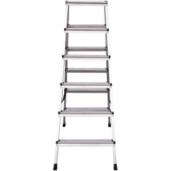 Стремянка алюминиевая двухсторонняя Новая Высота NV 2120, 2х6 ступеней 80 мм, площадка 350х260 мм