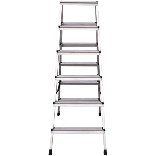 Стремянка алюминиевая двухсторонняя Новая Высота NV 2120, 2х6 ступеней 80 мм, площадка 350х260 мм