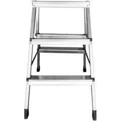 Стремянка алюминиевая двухсторонняя Новая Высота NV 2120, 2х3 ступени 80 мм, площадка 350х260 мм