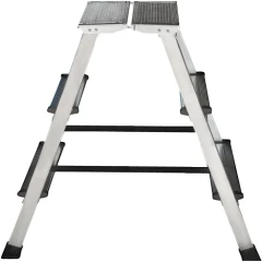 Стремянка алюминиевая двухсторонняя Новая Высота NV 2120, 2х3 ступени 80 мм, площадка 350х260 мм