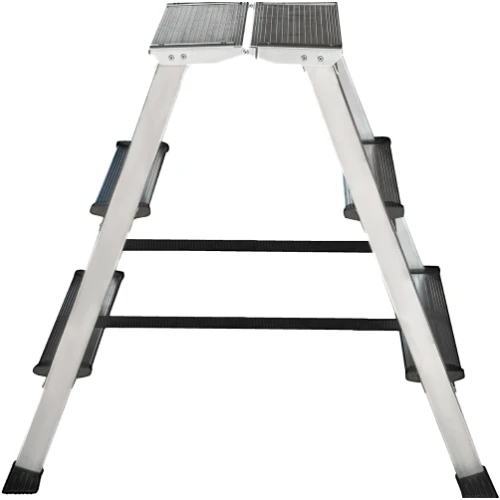 Стремянка алюминиевая двухсторонняя Новая Высота NV 2120, 2х3 ступени 80 мм, площадка 350х260 мм