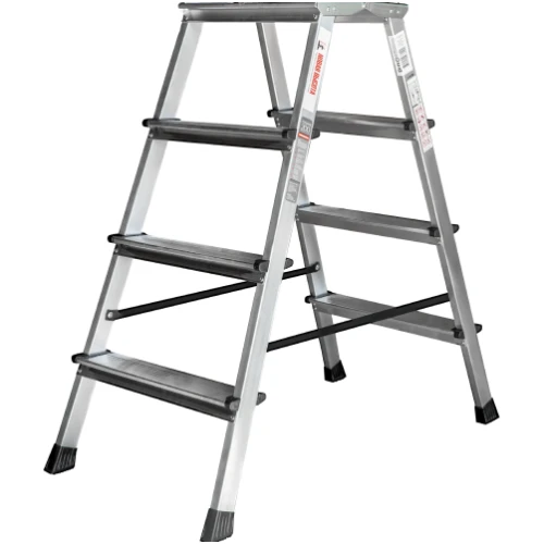 Стремянка алюминиевая двухсторонняя Новая Высота NV 2120, 2х4 ступени 80 мм, площадка 350х260 мм