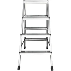 Стремянка алюминиевая двухсторонняя Новая Высота NV 2120, 2х4 ступени 80 мм, площадка 350х260 мм