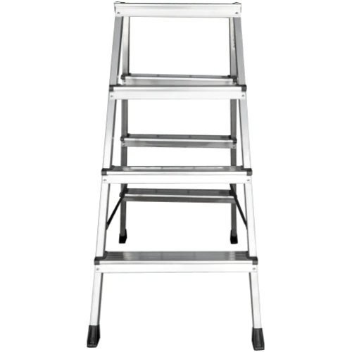 Стремянка алюминиевая двухсторонняя Новая Высота NV 2120, 2х4 ступени 80 мм, площадка 350х260 мм