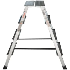 Стремянка алюминиевая двухсторонняя Новая Высота NV 2120, 2х4 ступени 80 мм, площадка 350х260 мм
