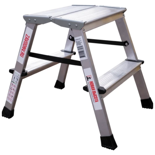 Стремянка алюминиевая двухсторонняя Новая Высота NV 2120, 2х2 ступени 80 мм, площадка 350х260 мм