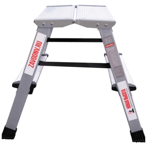 Стремянка алюминиевая двухсторонняя Новая Высота NV 2120, 2х2 ступени 80 мм, площадка 350х260 мм