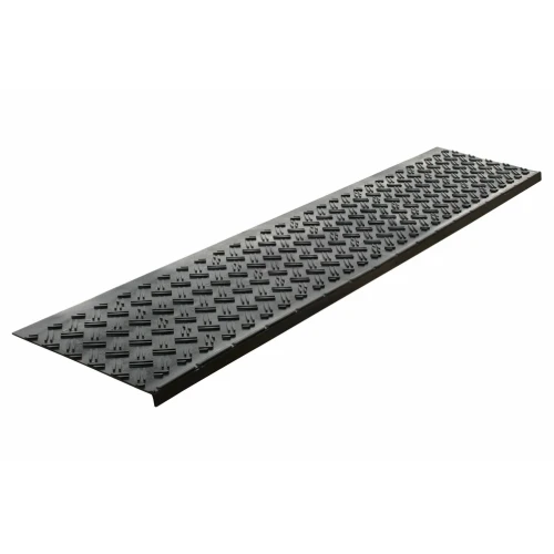Накладка на ступень резиновая противоскользящая (проступь) угловая подрезная 1420х300х25 мм черная
