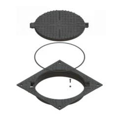 Люк чугунный тяжелый в квадратном корпусе с запорным устройством кл.С250