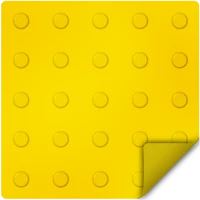 Тактильная плитка из ПУ 300х300х2 мм, линейные конусы, самоклеящаяся основа (толщина основы с клеев