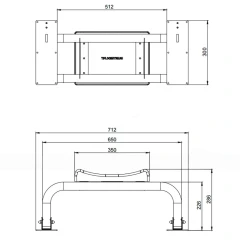 Опора для спины откидная с фиксаторами, нерж.сталь 712х300х286 мм