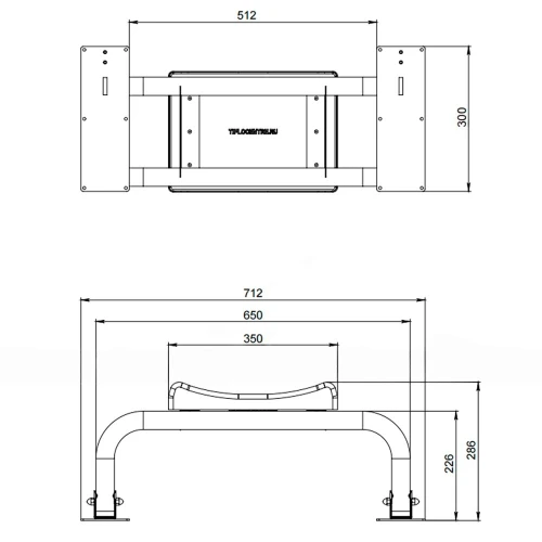 Опора для спины откидная с фиксаторами, нерж.сталь 712х300х286 мм