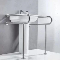 Поручень для раковины двойной крепление стена/пол 800х820х860 мм,  нерж.сталь AISI 304