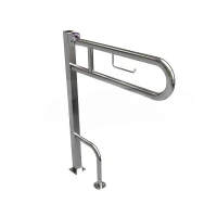 Поручень откидной на стойке с фиксатором и бумагодержателем 800х200х850 мм, нерж.сталь AISI 304