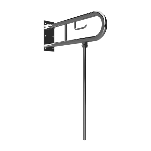 Поручень откидной с креплением на стену и доп.ногой 750х200х750 мм, нерж.сталь AISI 304