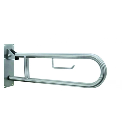 Поручень откидной настенный фиксатор с бумагодержателем 800х200 мм, нерж.сталь AISI 304