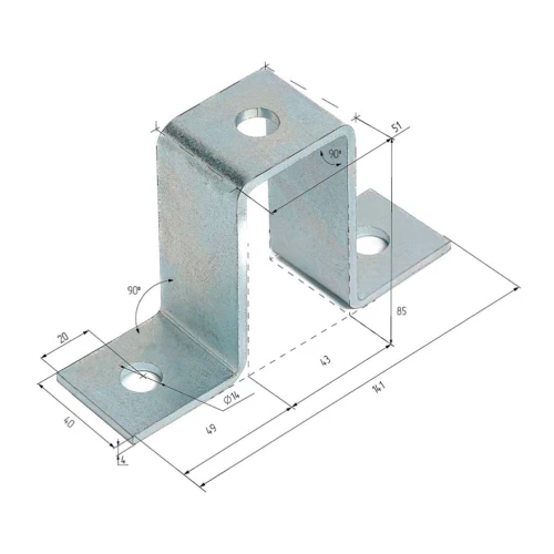 Седельный соединитель профиля HILST 41х82 мм, вертикальный