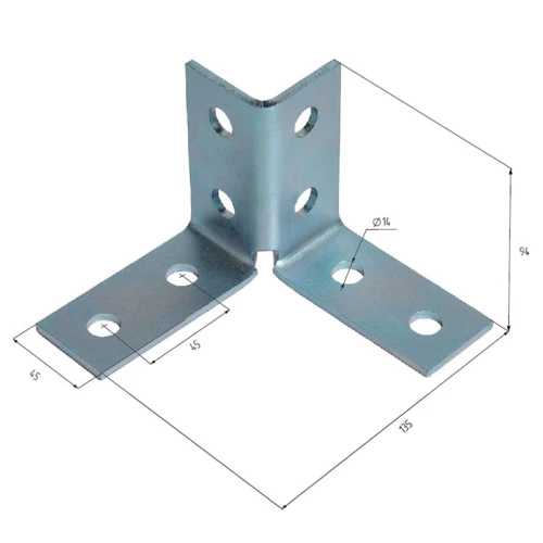 Узел угловой HILST, 136х42х94х4 мм