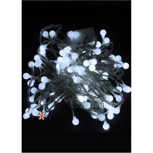 Светодиоды шарики 100 ламп с контроллером, 8 режимов, холодный белый