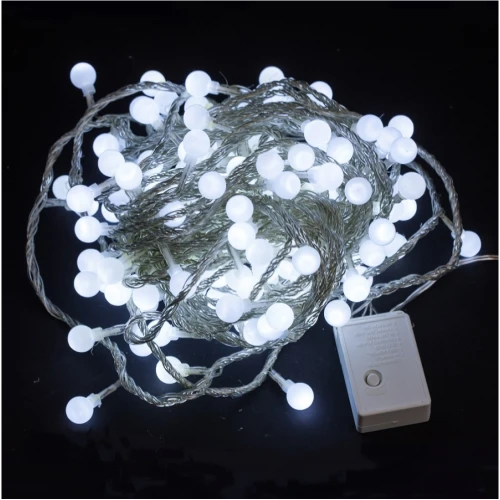 Светодиоды шарики 140 ламп с контроллером, 8 режимов., холодный белый