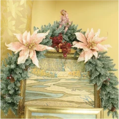 Гирлянда еловая c декором заснеженная 1,8 м