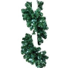 Гирлянда Рождественская-9 зелёная ПВХ, звёзды пастельно-бирюзовые