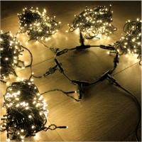 Гирлянда Спайдер 5 нитей по 20 м, чёрный провод, теплый белый, с мерцанием