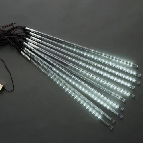 Гирлянда Тающие сосульки 80 см, 10 шт, чёрный провод, ПВХ, белый, 10 м