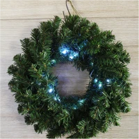 Венок новогодний с электрогирляндой, 35 см, свет холодный белый