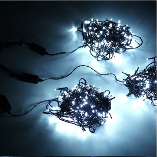 Гирлянда Спайдер 3 нити по 20 м, чёрный провод, белый, с мерцанием