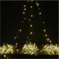 Гирлянда Спайдер 3 нити по 20 м, чёрный провод, тёплый белый, с мерцанием