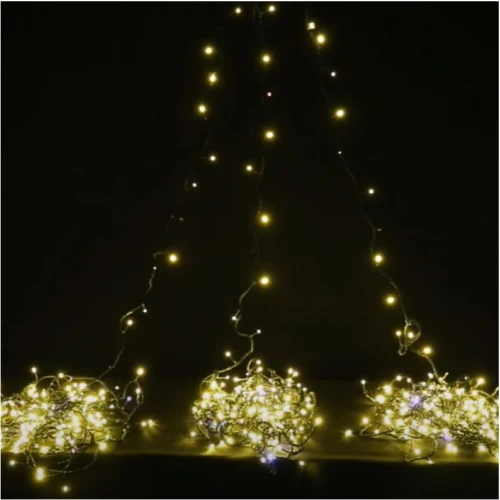 Гирлянда Спайдер 3 нити по 20 м, чёрный провод, тёплый белый, с мерцанием