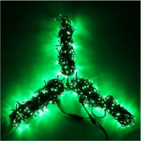 Гирлянда Спайдер 3 нити по 20 м, чёрный провод, зеленый, с мерцанием