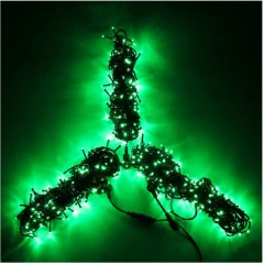 Гирлянда Спайдер 3 нити по 20 м, чёрный провод, зеленый, с мерцанием