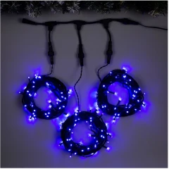 Гирлянда Спайдер 3 нити по 20 м, чёрный провод, синий, с мерцанием