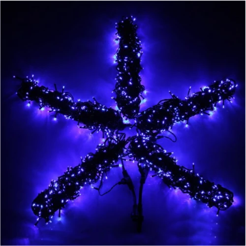 Гирлянда Спайдер 5 нитей по 20 м, чёрный провод, синий, без мерцания