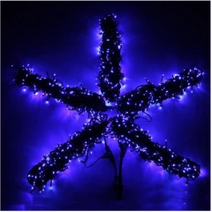 Гирлянда Спайдер 5 нитей по 20 м, чёрный провод, синий, с мерцанием