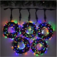Гирлянда Спайдер 5 нитей по 20 м, чёрный провод, RGB, с мерцанием