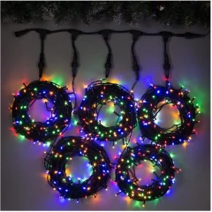 Гирлянда Спайдер 5 нитей по 20 м, чёрный провод, RGB, с мерцанием