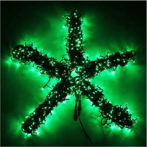 Гирлянда Спайдер 5 нитей по 20 м, чёрный провод, зеленый, без мерцания