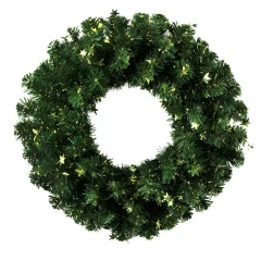 Венок новогодний - 5 зел ПВХ украшен зол звезды, d-35, (1)