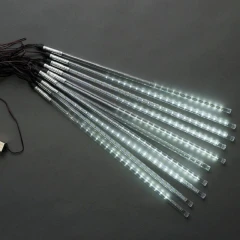 Гирлянда Тающие сосульки 50 см, 10 шт, чёрный провод, ПВХ, белый, 10 м